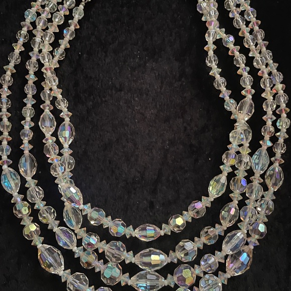 Vintage 4-strand AB Crystal Necklace - Picture 3 of 3